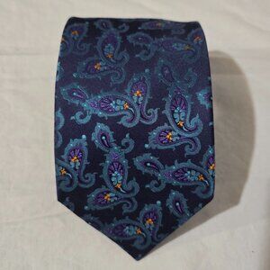 Sartori Signature Collection Handmade in Italy Silk Necktie - Blue Purple Orange
